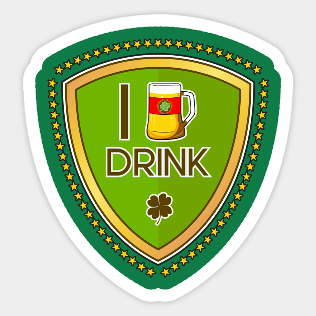 I Beer Drink Sticker by Drumsartco